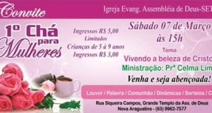 ARAGUATINS: Em março, AD CIADSETA promoverá o 1º Chá para Mulheres. Ingressos são limitados.