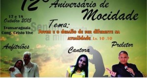 ARAGUATINS: Congregação Cristo Vive realizará XII Aniversário do Grupo de Mocidade.