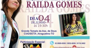 ARAGUATINS: Cantora Railda Gomes lançará o CD Tempo de Colheita